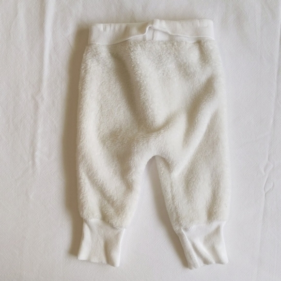 first impressions fluffy white fleece joggers pants 0-3 months baby unisex - Picture 5 of 5